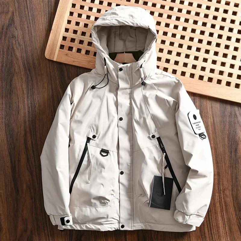 남성용 방풍 기능성 코튼 재킷, 야외 스포츠 방수, 따뜻한 후드 등산 코트, 하이킹 캠핑 재킷, 가을 겨울